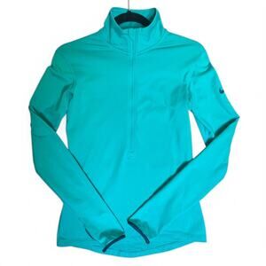 Nike Pro Dri-Fit Half Zip Mock Neck Women’s-Turquoise/Aqua-Size Small